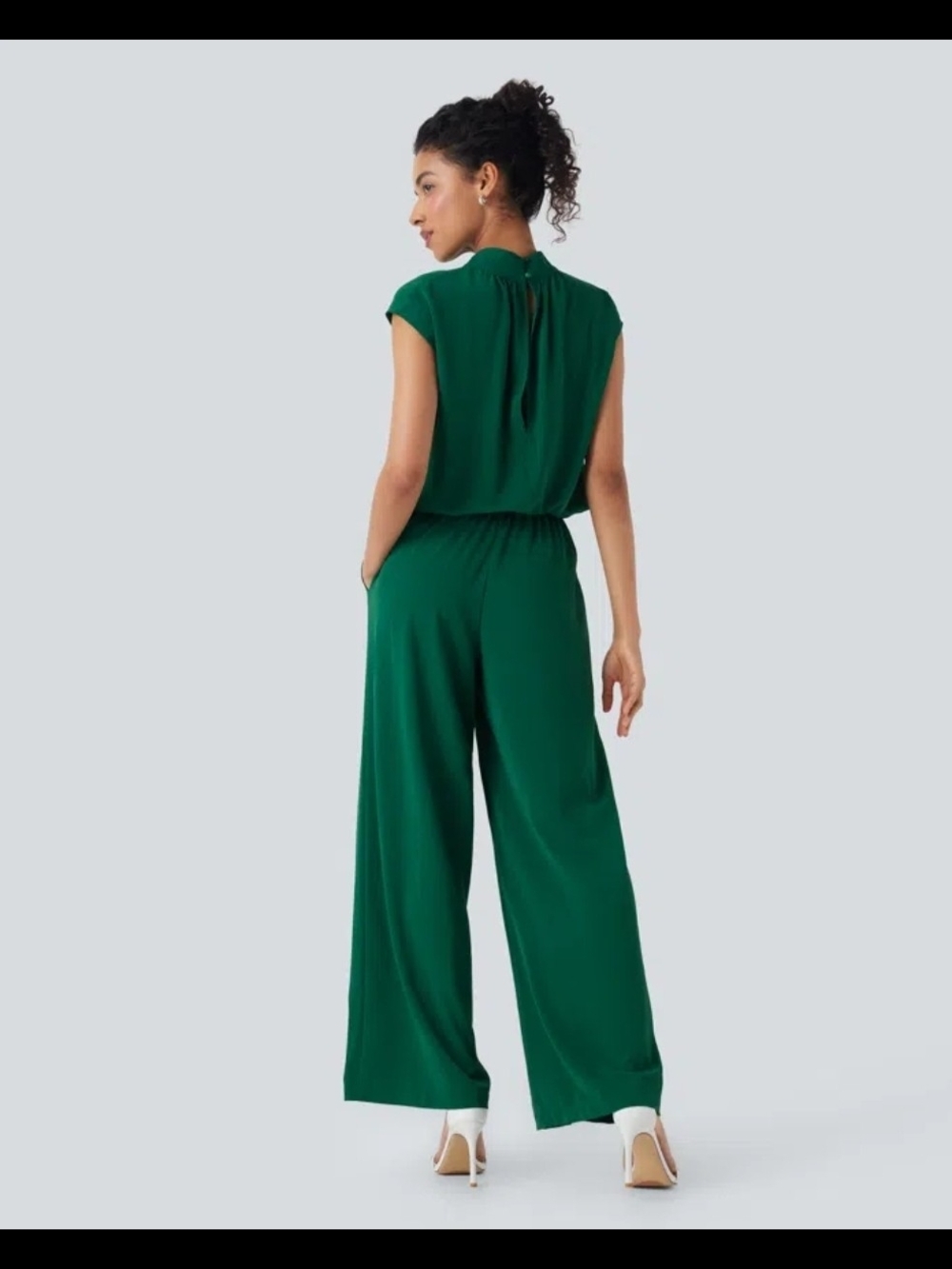 Halara Cap Sleeve Keyhole Back Wide Leg Jumpsuit NWOT Large - Picture 2 of 7